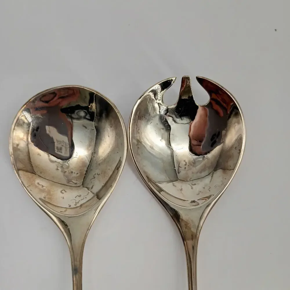 2X RARE Dansk Torun Silver Plate Salad Server Set Flatware